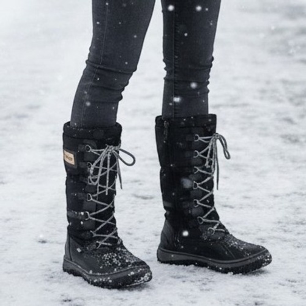 Pajar Canada Winter Snow Boots Womens 37 Black Waterproof Insulated Toboggan-2